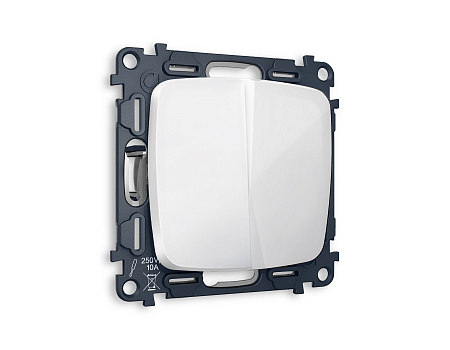 Комплект механизма 2-клавишного перекрестного выключателя 10A Omega MO103030 Комплект механизма 2-клавишного перекрестного выключателя 10A Omega MO103030