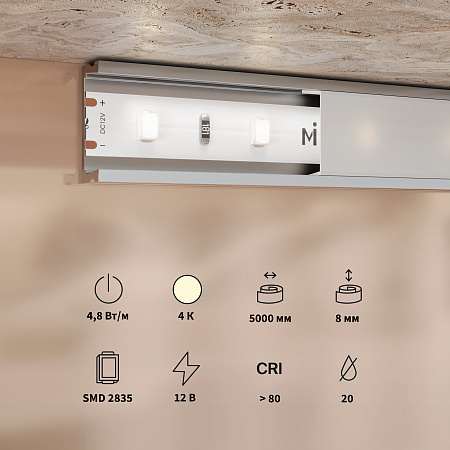 Светодиодная лента 4,8Вт/м 4000K IP20 12V Maytoni Base 201163 Светодиодная лента 4,8Вт/м 4000K IP20 12V Maytoni Base 201163