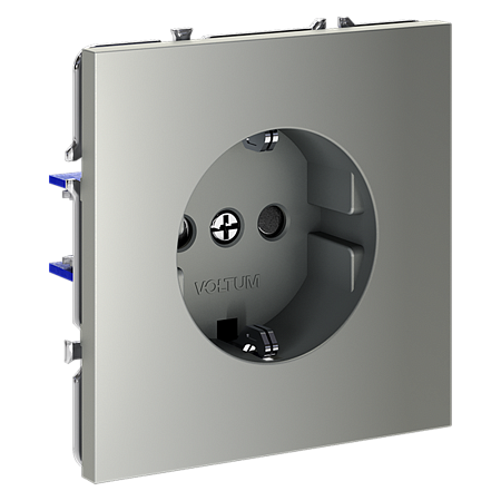 Розетка встраиваемая VOLTUM S70 с заземлением и защитными шторками, (сталь) VLS040205
