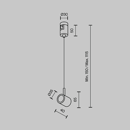 Коннектор с тросовым подвесом в шинопровод Maytoni Flarity Tau TRA154SW-1B