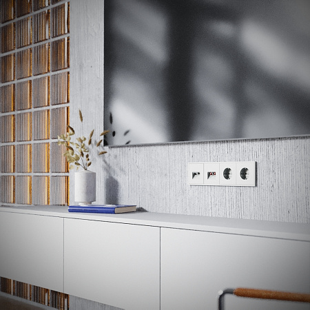 Розетка телевизионная встраиваемая TV+RJ45 кат. 6 Voltum S70 (сталь) VLS060705