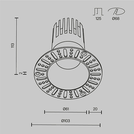 Светильник встраиваемый светодиодный Maytoni Dip DL122-15W-3K-TRS-B