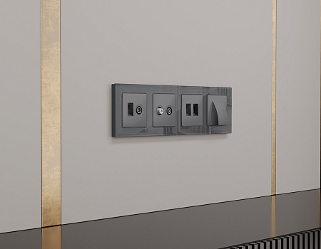 Комплект механизма розетки TV оконечной + SAT 5-862MHz 3.5dB/950-2150MHz 3.5dB Ambrella Volt Alfa MA663310