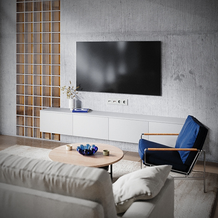 Розетка телевизионная встраиваемая TV+RJ45 кат. 6 Voltum S70 (сталь) VLS060705