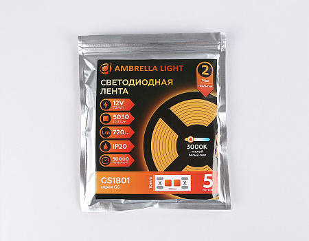 Светодиодная лента GS1801 5050 30Led 7.2W 12V IP20 3000K GS GS1801