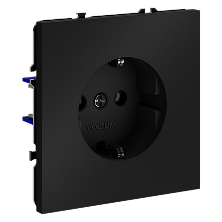 Розетка встраиваемая VOLTUM S70 с заземлением (черный матовый) VLS040108 Розетка встраиваемая VOLTUM S70 с заземлением (черный матовый) VLS040108