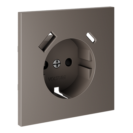 Накладка для розетки с заземлением и защитными шторками, с USB A+C Voltum S70 (капучино) VLS001014 Накладка для розетки с заземлением и защитными шторками, с USB A+C Voltum S70 (капучино) VLS001014