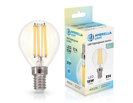 Лампа филаментная 15W E14 4000K Ambrella light 451534