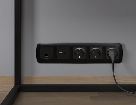 Комплект механизма компьютерной розетки RJ-45 (8P8C) CAT6A экранированной с защитной шторкой Omega MO812005