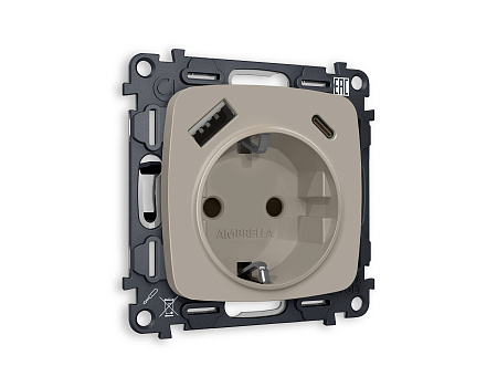 Комплект механизма электрической розетки Ambrella Volt OMEGA MO370010