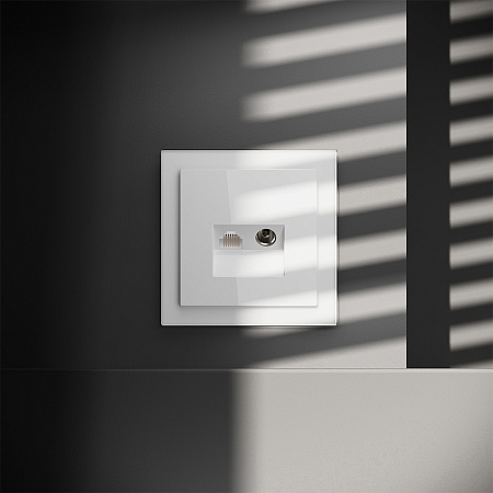 Розетка телевизионная встраиваемая TV+RJ45 кат. 6 Voltum S70 (белый глянцевый) VLS060701 Розетка телевизионная встраиваемая TV+RJ45 кат. 6 Voltum S70 (белый глянцевый) VLS060701