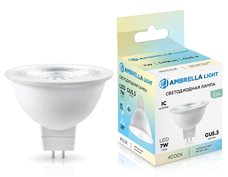 Лампа светодиодная MR16 7W GU5.3 4000K 38° Ambrella light 170714