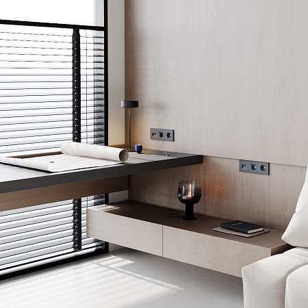 Розетка встраиваемая VOLTUM S70 с заземлением (графит) VLS040107 Розетка встраиваемая VOLTUM S70 с заземлением (графит) VLS040107