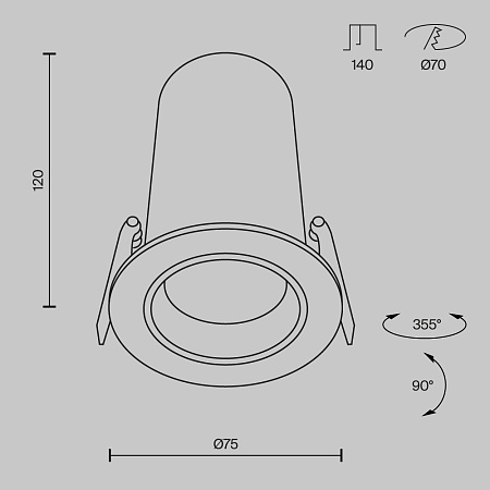 Светильник встраиваемый светодиодный Maytoni FOCUS LED DL125-L12-3K-B
