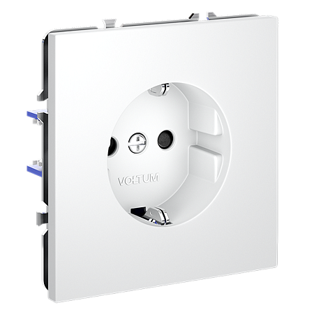 Розетка встраиваемая VOLTUM S70 с заземлением и защитными шторками, (белый матовый) VLS040202