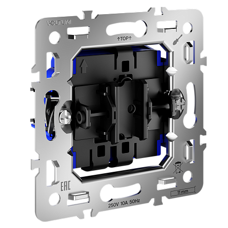 Механизм проходного переключателя одноклавишного 10А Voltum S70 VLS0103M Механизм проходного переключателя одноклавишного 10А Voltum S70 VLS0103M