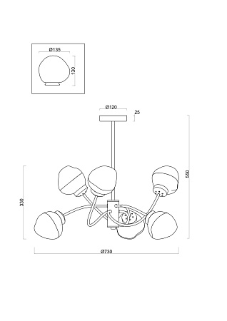Люстра на штанге Freya Volani FR8017PL-06MG Люстра на штанге Freya Volani FR8017PL-06MG