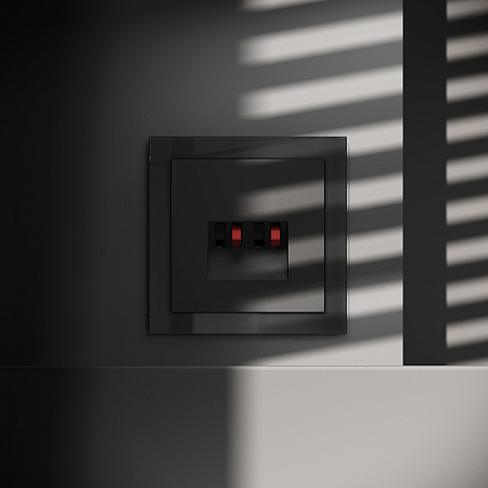 Розетка акустическая встраиваемая VOLTUM S70 4-местная, (черный матовый) VLS060308