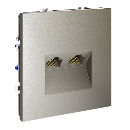 Розетка компьютерная встраиваемая VOLTUM S70 двойная RJ45+RJ45 кат.6, (шелк) VLS060204