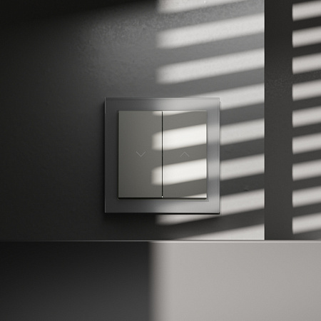 Выключатель двухклавишный встраиваемый для жалюзи 10А Voltum S70 (сталь) VLS020705