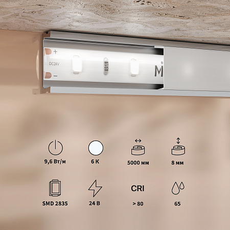 Светодиодная лента 9,6Вт/м 6000K IP65 24V Maytoni Base 201182