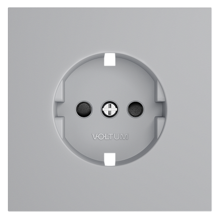 Накладка для розетки с заземлением и защитными шторками Voltum S70 (серый) VLS000716