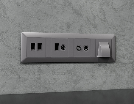 Комплект механизма компьютерной двойной розетки RJ-45 (8P8C) CAT6 с автоматической защитной шторкой Ambrella Volt Alfa MA512110 Комплект механизма компьютерной двойной розетки RJ-45 (8P8C) CAT6 с автоматической защитной шторкой Ambrella Volt Alfa MA512110