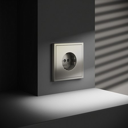 Розетка встраиваемая VOLTUM S70 с заземлением и защитными шторками, (шелк) VLS040204