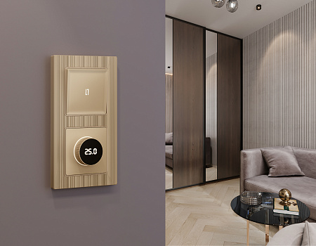 Комплект механизма терморегулятора с цифровым дисплеем с подсветкой и датчиком для теплого пола 16A-250V Ambrella Volt Alfa MA605810