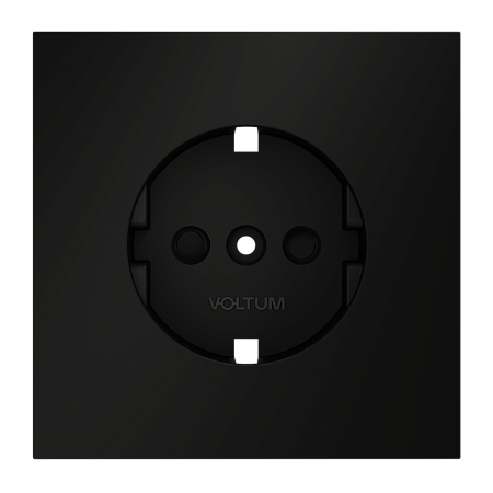 Накладка для розетки с заземлением и защитными шторками Voltum S70 (черный матовый) VLS000708