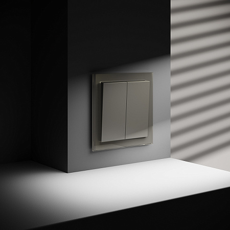 Выключатель встраиваемый VOLTUM S70 двухклавишный (шелк) VLS020104