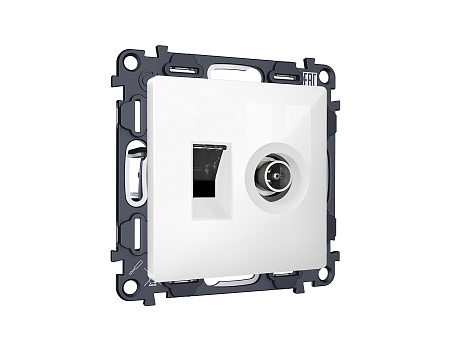 Комплект механизма розетки компьютерной + TV оконечной ALFA MA112510 Белый глянец RJ-45 (8P8C) CAT6/50-870 MHz 1dB MA MA112510