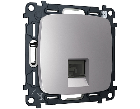 Комплект механизма компьютерной розетки RJ-45 (8P8C) CAT6A экранированной с защитной шторкой Omega MO512005