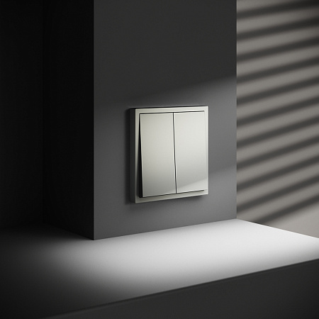 Выключатель встраиваемый VOLTUM S70 двухклавишный (сталь) VLS020105