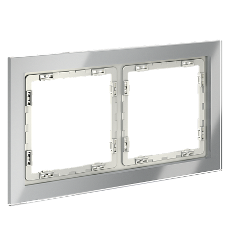 Рамка стеклянная VOLTUM S70 на 2 поста, (сталь, стекло) VLS110205