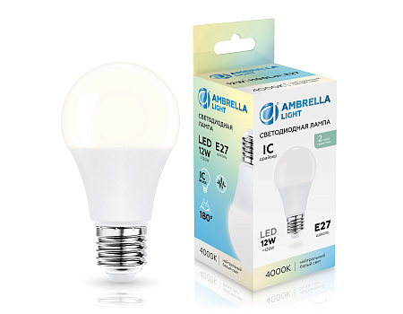 Лампа светодиодная A60 12W E27 4000K Ambrella light A60 601204