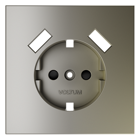 Накладка для розетки с заземлением и защитными шторками, с USB A+A Voltum S70 (шелк) VLS000904