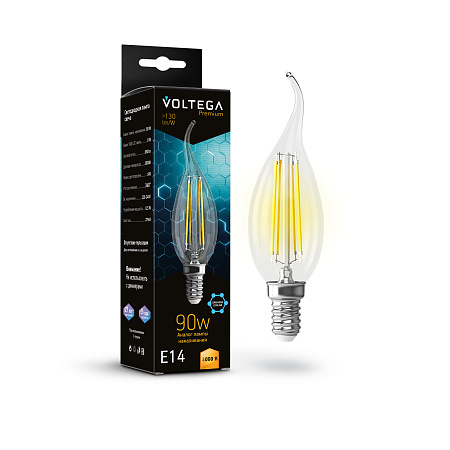 Светодиодная лампа 9W 3000K E14 Voltega Crystal Graphene Candle wind 7220