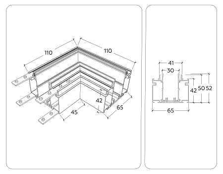 Коннектор угловой для шинопровода в натяжной потолок GL1046 Коннектор угловой для шинопровода в натяжной потолок GL1046