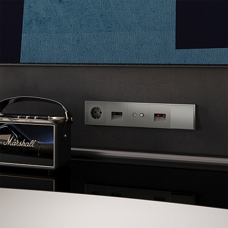 Розетка компьютерная встраиваемая VOLTUM S70 RJ45 кат.6, (титан) VLS060106