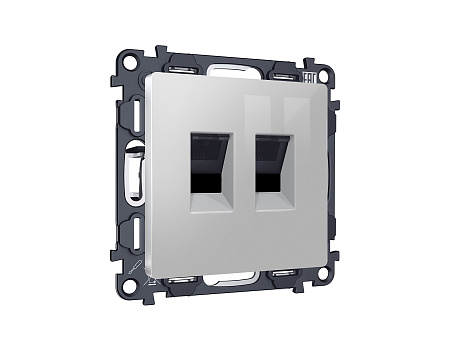 Комплект механизма компьютерной двойной розетки RJ-45 (8P8C) CAT6 с автоматической защитной шторкой Ambrella Volt Alfa MA412110 Комплект механизма компьютерной двойной розетки RJ-45 (8P8C) CAT6 с автоматической защитной шторкой Ambrella Volt Alfa MA412110