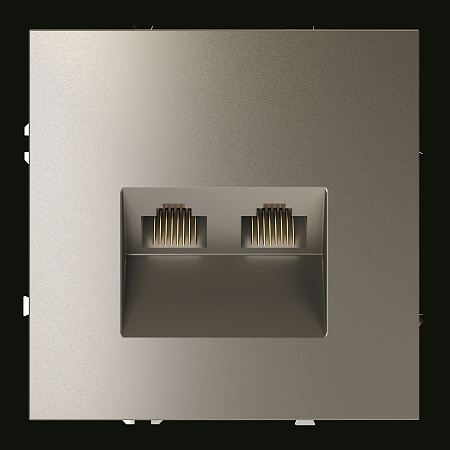 Розетка компьютерная встраиваемая VOLTUM S70 двойная RJ45+RJ45 кат.6, (шелк) VLS060204