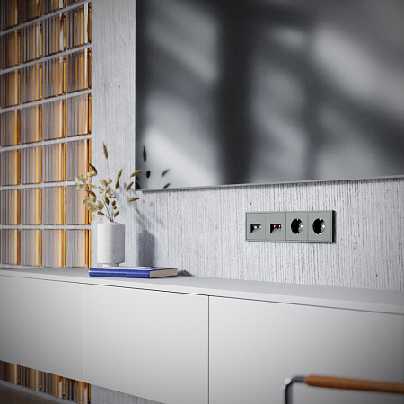 Розетка телевизионная встраиваемая TV+RJ45 кат. 6 Voltum S70 (титан) VLS060706