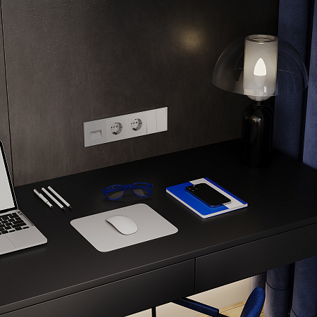 Розетка компьютерная встраиваемая VOLTUM S70 двойная RJ45+RJ45 кат.6, (сталь) VLS060205