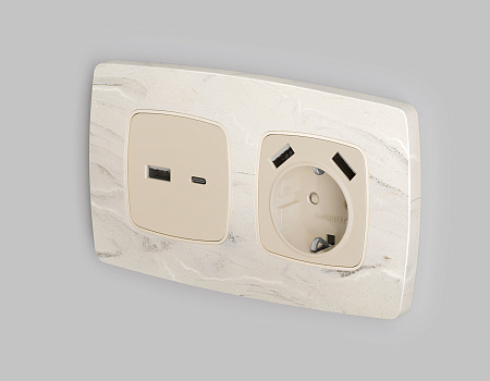 Лицевая панель для розетки 2USB A+C QUANT Ambrella Volt OMEGA OP3310