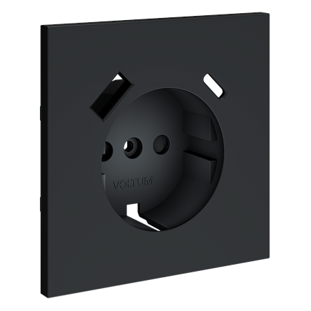 Накладка для розетки с заземлением и защитными шторками, с USB A+C Voltum S70 (графит) VLS001007