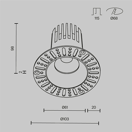 Светильник встраиваемый светодиодный Maytoni Dip DL121-15W-3K-TRS-W