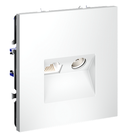 Розетка телевизионная встраиваемая TV+RJ45 кат. 6 Voltum S70 (белый матовый) VLS060702