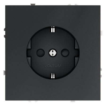 Розетка встраиваемая VOLTUM S70 с заземлением и защитными шторками, (графит) VLS040207