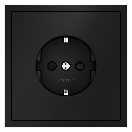 Розетка встраиваемая VOLTUM S70 с заземлением и защитными шторками, (черный матовый) VLS040208